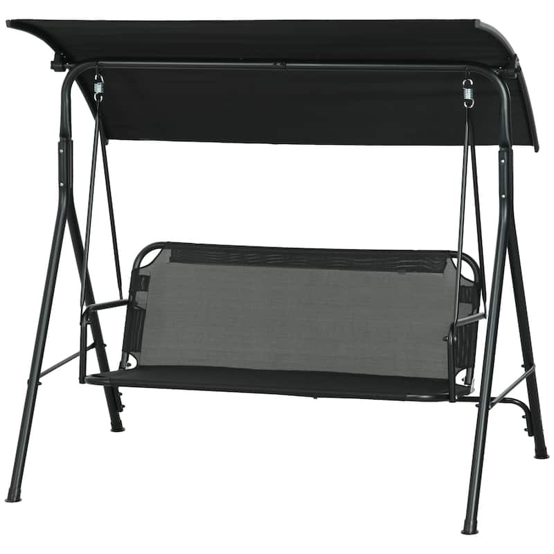 Steel 3-Seat Patio Swing with Stand and Removable Cushion - Outdoor Canopy Swing (529lb Capacity)