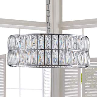 Crystal Chandeliers, 5-Tier Round Flush Mount Chandelier Light Fixture, Contemporary Ceiling Lighting