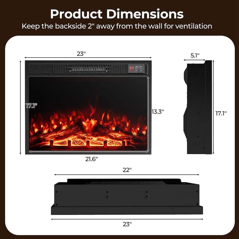 Costway 23" Electric Fireplace Insert with Remote Control Adjustable - See Details