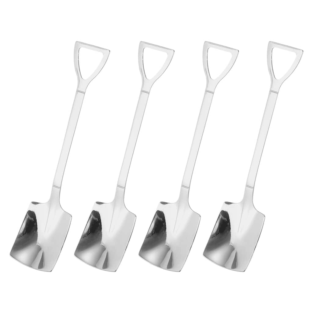4Pcs 6" Mini Shovel Spoon Stainless Steel Coffee Spoon Dessert Spoons
