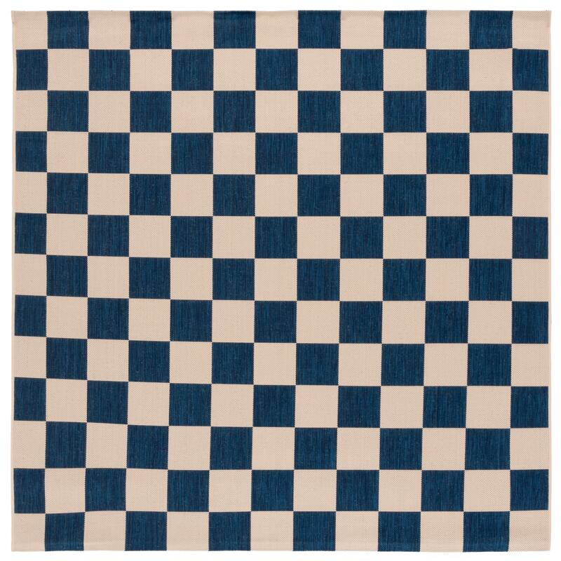 SAFAVIEH Courtyard Eveli Transitional Rug - 2'7" Square - Navy/Beige