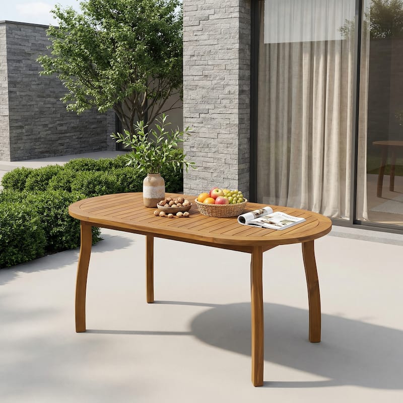Christopher Knight Home - Cascade 70" Outdoor Acacia Wood Oval Dining Table, for 4-6 Person Seating