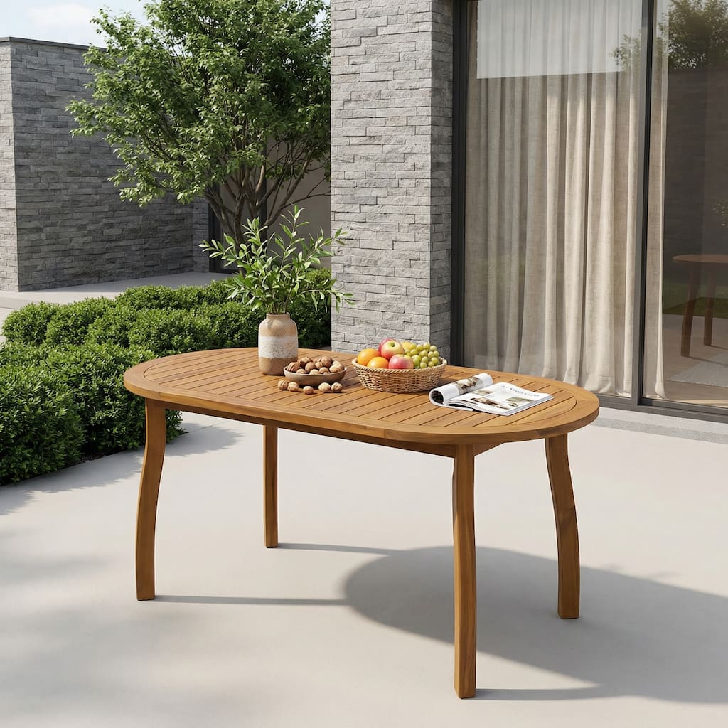 Christopher Knight Home - Cascade 70" Outdoor Acacia Wood Oval Dining Table, for 4-6 Person Seating
