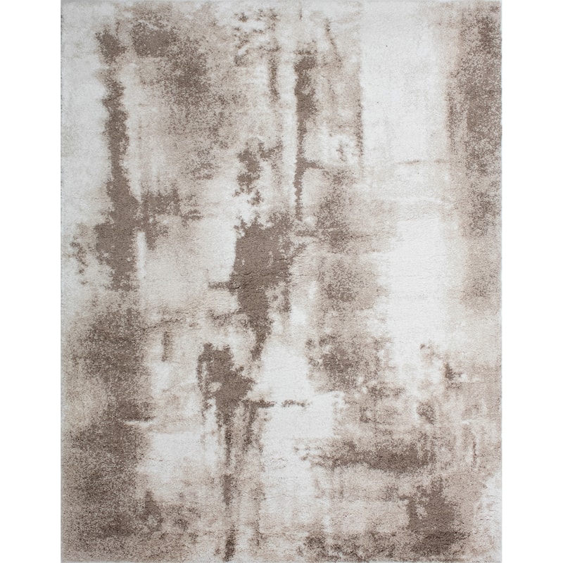 Noori Rug Lux Zara Abstract 2-Inch Shag Rug - 7'10" x 10'0" - Beige/Brown