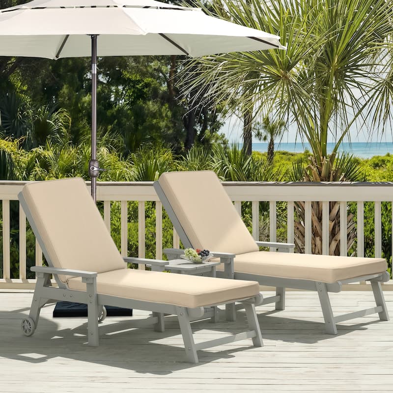 Aoodor Patio Chaise Lounger Cushions Set of 2, Olefin Fabric, Water-Resistant, 72x21x3 Inches(Only Cushions)