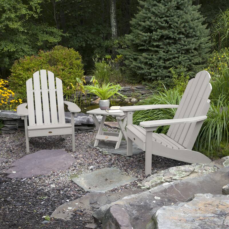 3 Piece Set Outdoor Adirondack Chairs and Folding Side Table