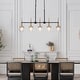 preview thumbnail 3 of 14, Beta Modern 5-Light Glass Chandelier Linear Black Gold Pendant Island Lights for Dining Room - 36.2'' L x 4.7'' W x 20.5'' H