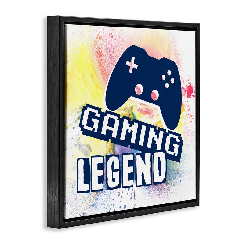 Stupell Gaming Legend Modern Splatter Framed Floater Canvas Wall Art Design By Marcus Prime