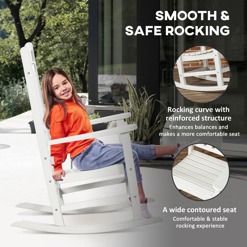 Outsunny 2 Pieces Outdoor Rocking Chair, All Weather-Resistant HDPE Rocking Patio Chairs with Rustic High Back, Armrests