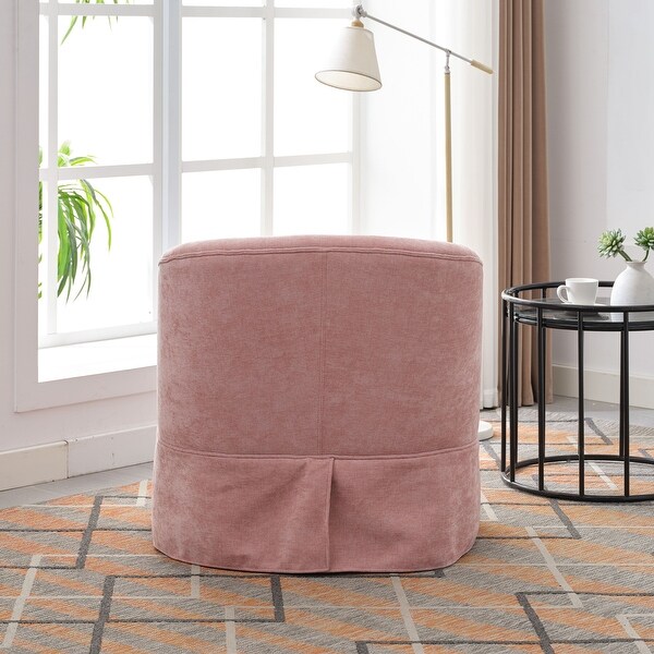 Pink Round Sofa Chair, Lounge Reading Armchair with Skirt Linen