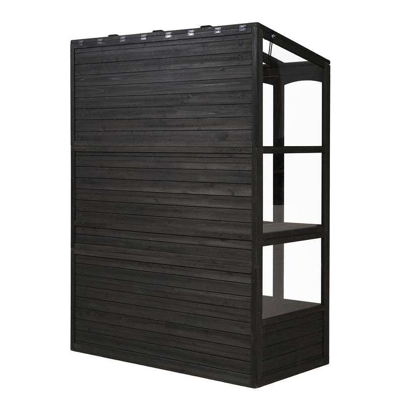 78-inch Wooden Cold Frame with 4 Independent Skylights and 2 Folding Middle Shelves