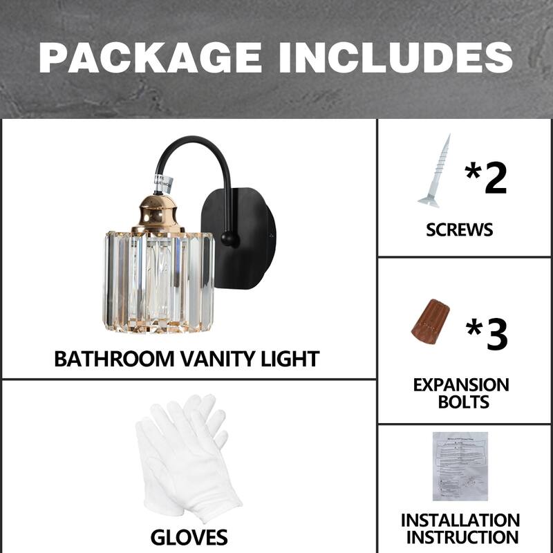 ExBrite Modern Rose Gold Dimmable Bathroom Crystal Vanity Lights
