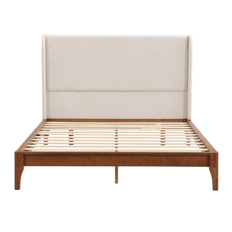 King Size Solid Dry Bamboo Wood 12 Inch Platform Bed