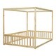 preview thumbnail 51 of 49, Full Size Wood Canopy Bed with Guardrails,Floor Bed For Kids