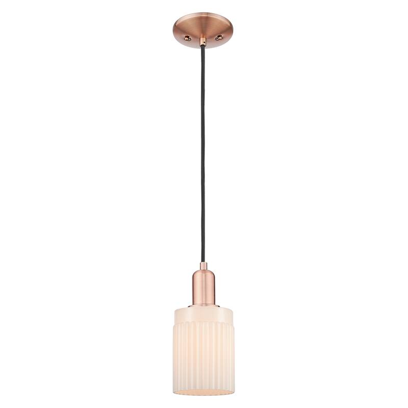 Innovations Lighting Endless Possibilities Arcadia - Hadley - 1 Light 5" Cord Hung Mini Pendant - Antique Copper/Matte White