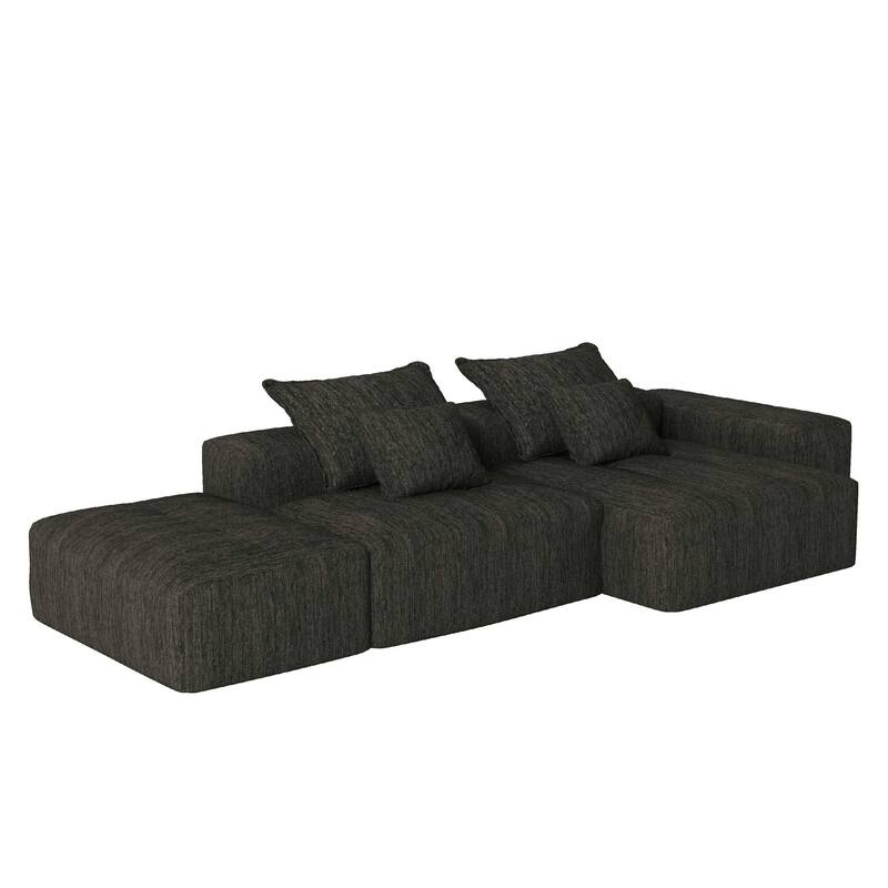 Modern 127.56" Oversized Modular Sectional Sofa with Ottoman Chenille Fabric