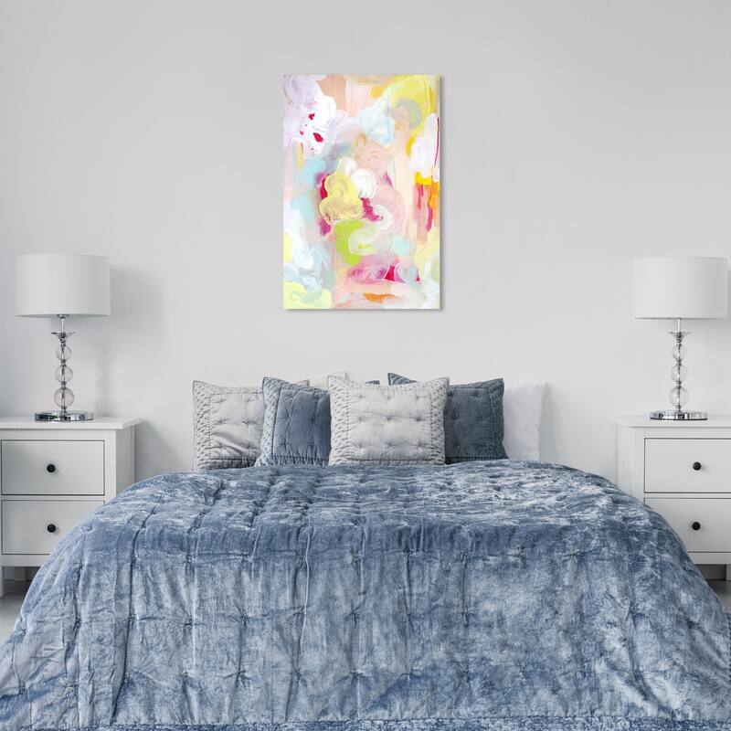 Wynwood Studio Abstract Flowers at Sunset Pink and Modern & Contemporary Wall Art Canvas Print - 36 x 24