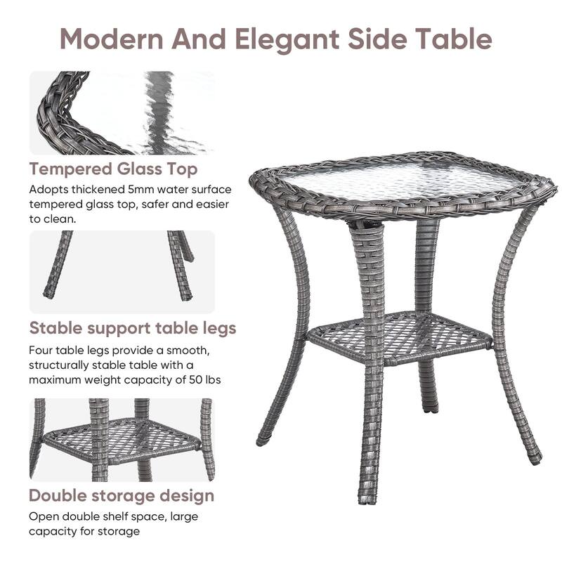 Outdoor Sofa Chair with Coffee Table and Ottoman