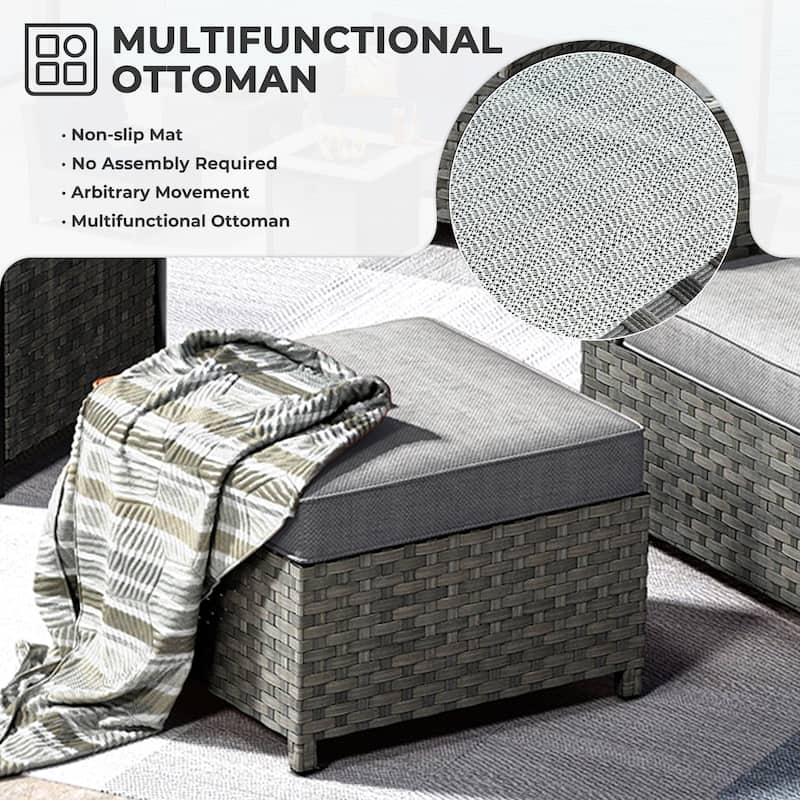 HOOOWOOO 9-piece Handwoven Wicker Patio Sectional Set with Swivel Rocking Chair