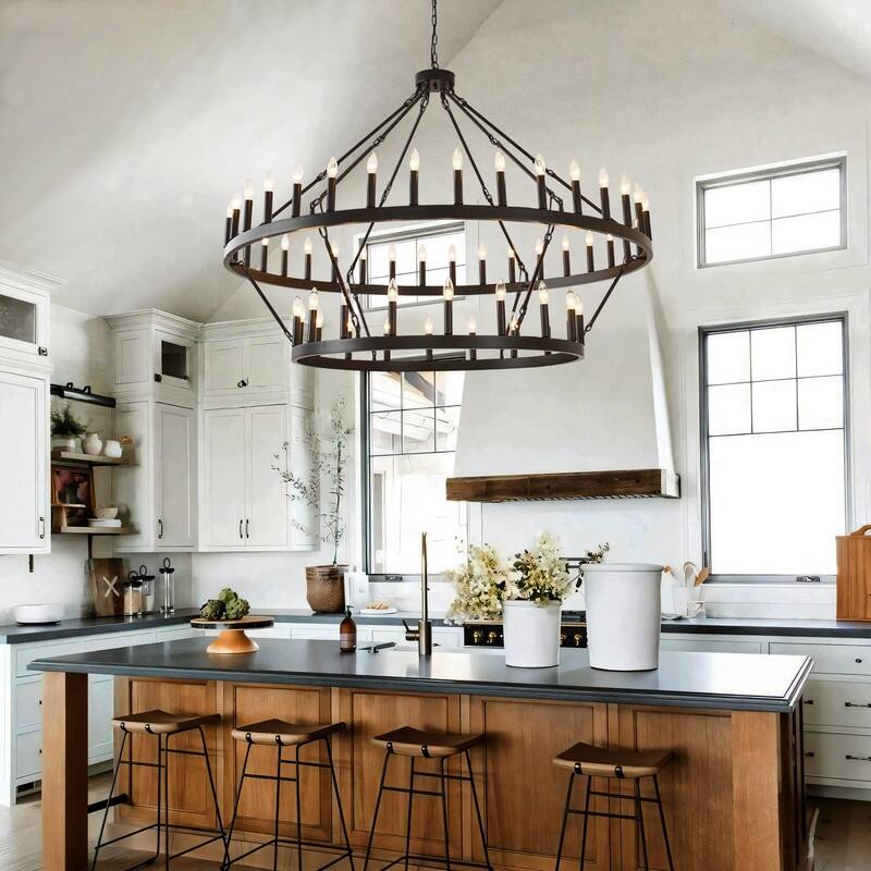 Extra Large Black Wagon Wheel Chandelier Farmhouse for Dining Room