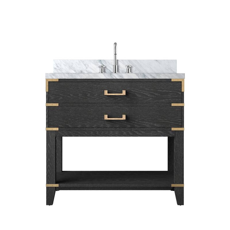 Norwalk Bath Vanity Carrara Marble Top, Sink and Faucet