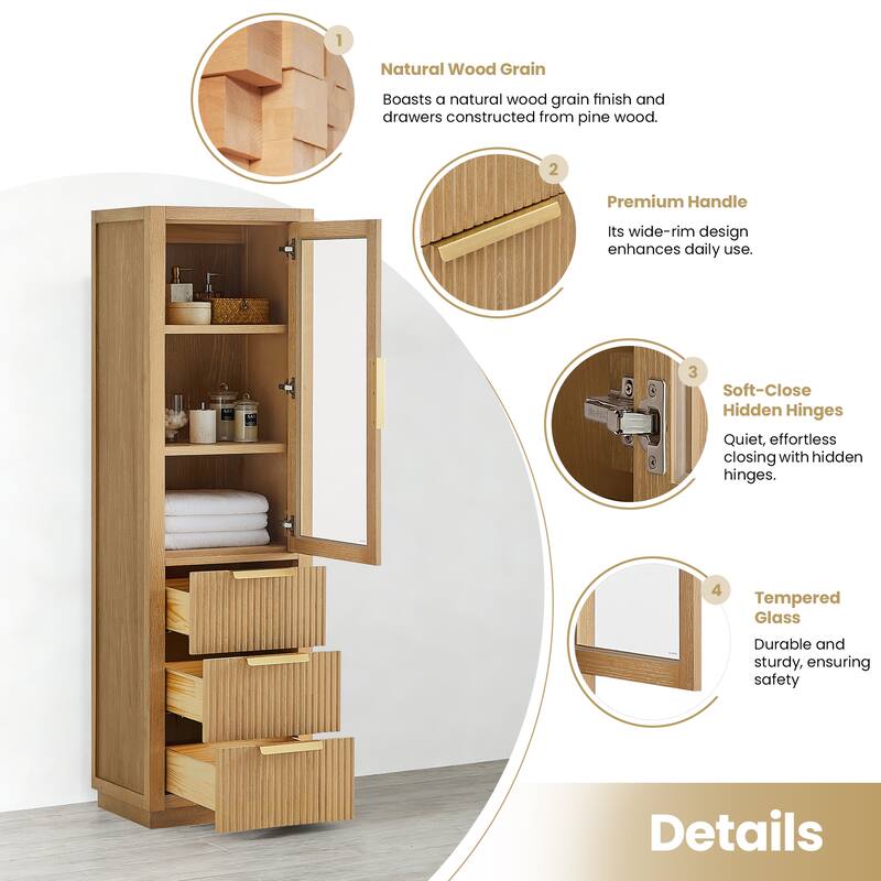 Santarem Solid Wood Bathroom Storage Cabinet