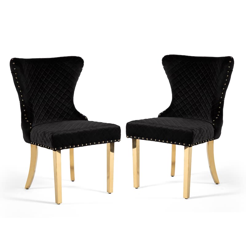 Furniture of America Thaddeus Glam Fabric Dining Chair with Nailhead Trim (Set of 2)