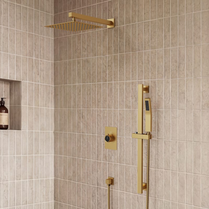 Slide Bar High-Pressure Balancing Shower System 10" Rainfall Shower Head with Handheld Shower