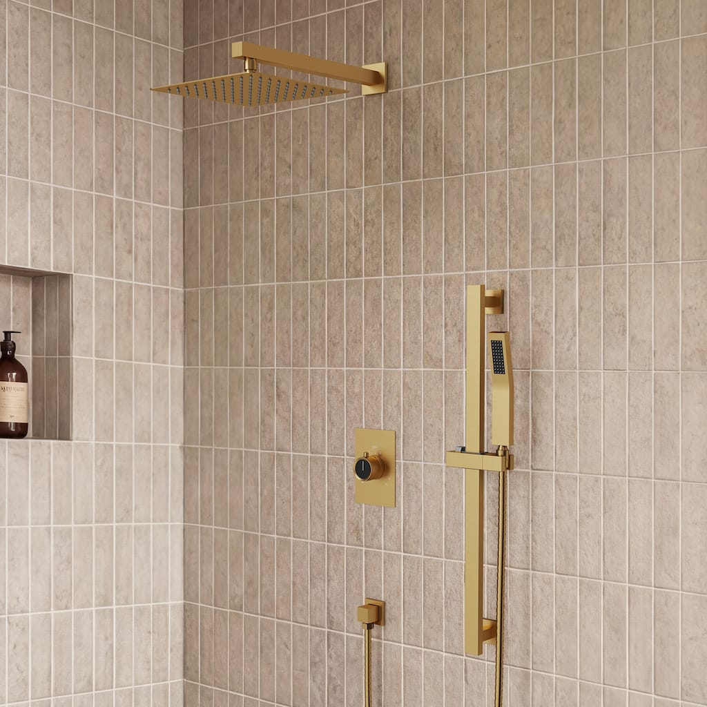 Slide Bar High-Pressure Balancing Shower System 10" Rainfall Shower Head with Handheld Shower