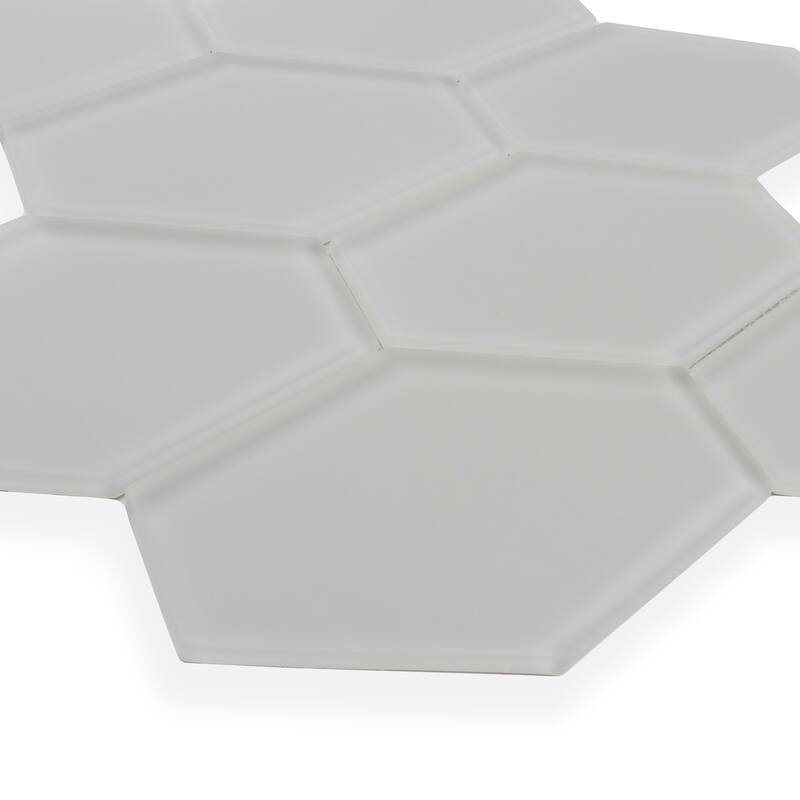 Long Hex 11 in. x 11 in. Glass Mesh-Mounted Mosaic Tile