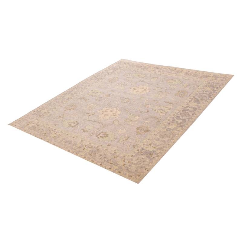 ECARPETGALLERY Hand-knotted Modern Oushak Light Grey Wool Rug - 8' x 10'