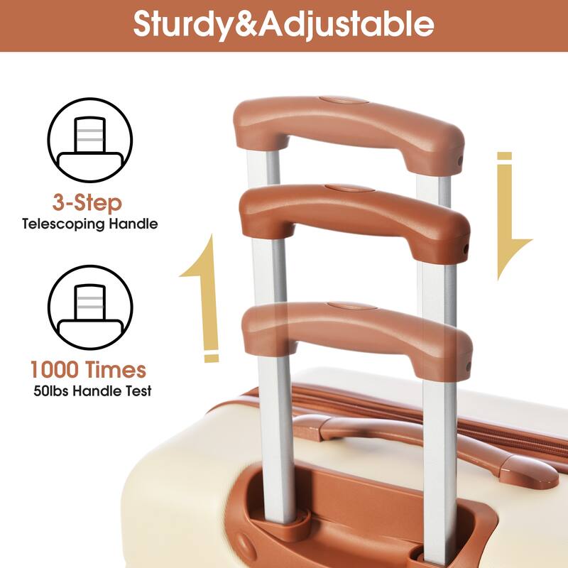 2-Piece Modern Luggage Sets, Expandable Swivel Wheel Luggage with TSA Lock, for Boarding Travel, Brown+White