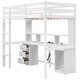 preview thumbnail 4 of 12, Twin/Full Size Loft Bed with Multi-Storage Desk, LED Light, and Bedside Tray - Charging Station, White