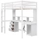 preview thumbnail 4 of 12, Twin/Full Size Loft Bed with Multi-storage Desk, LED light and Bedside Tray, Charging Station, White