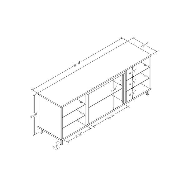 dimension image slide 2 of 5, Manhattan Comfort Brighton 60 In. Wire Management Media Cabinet Console