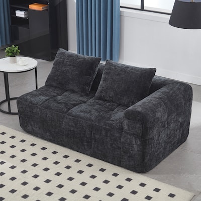 Chenille Loveseat Sofa Upholstered Deep Seat Sofa, Lounge Couch Corner Sofa Minimalist Modular Couches for Apartment