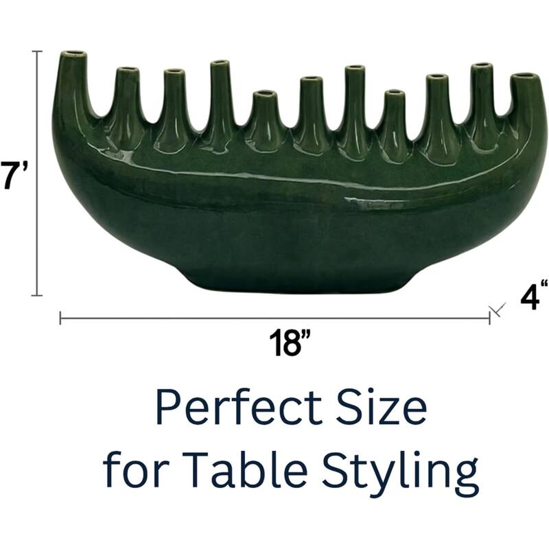 Modern Ceramic Candelabra Centerpiece 18" Textured Candle Holder Decor