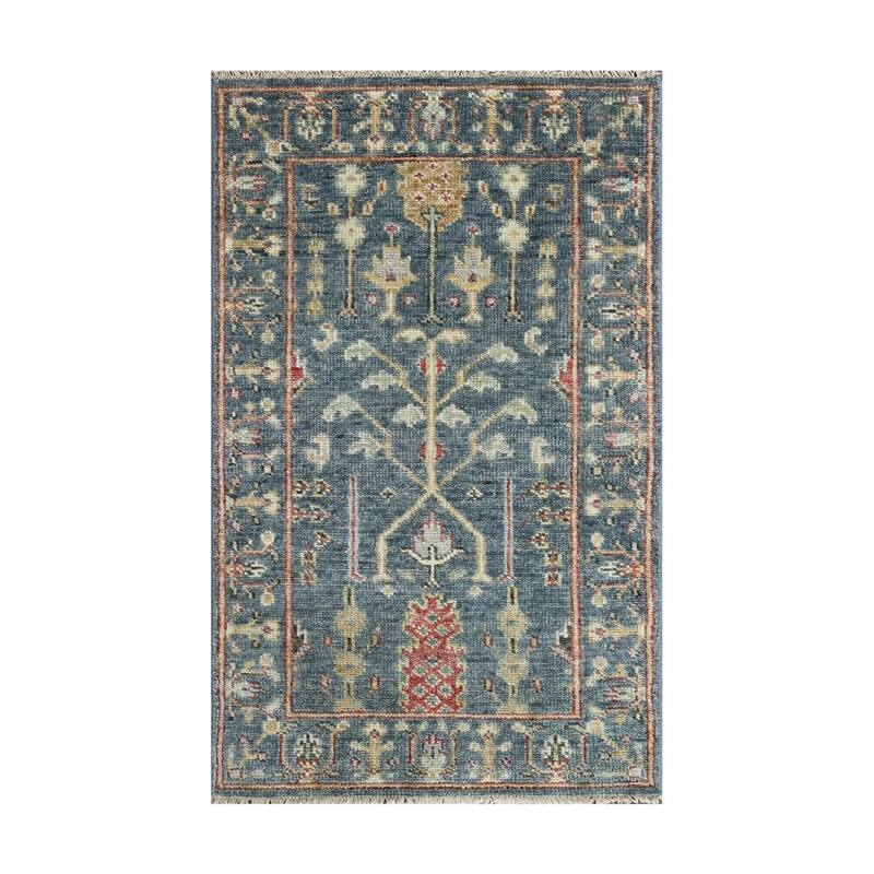 LoomBloom Slate Hand Knotted Traditional Oushak 100% Wool Area Rug - 3' 5'' x 5' 6''