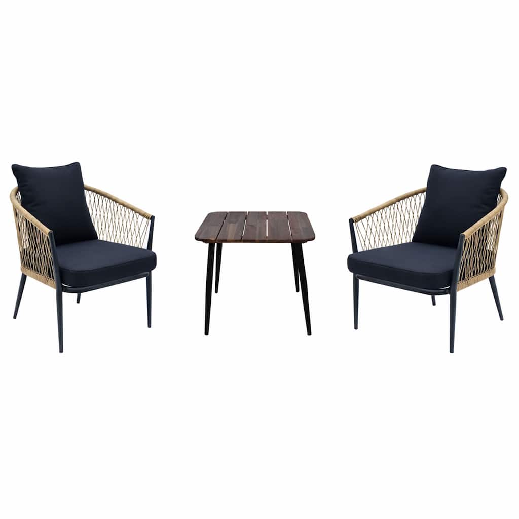 28-in H 3-Piece Outdoor Patio Set with Wooden Table and Armchairs