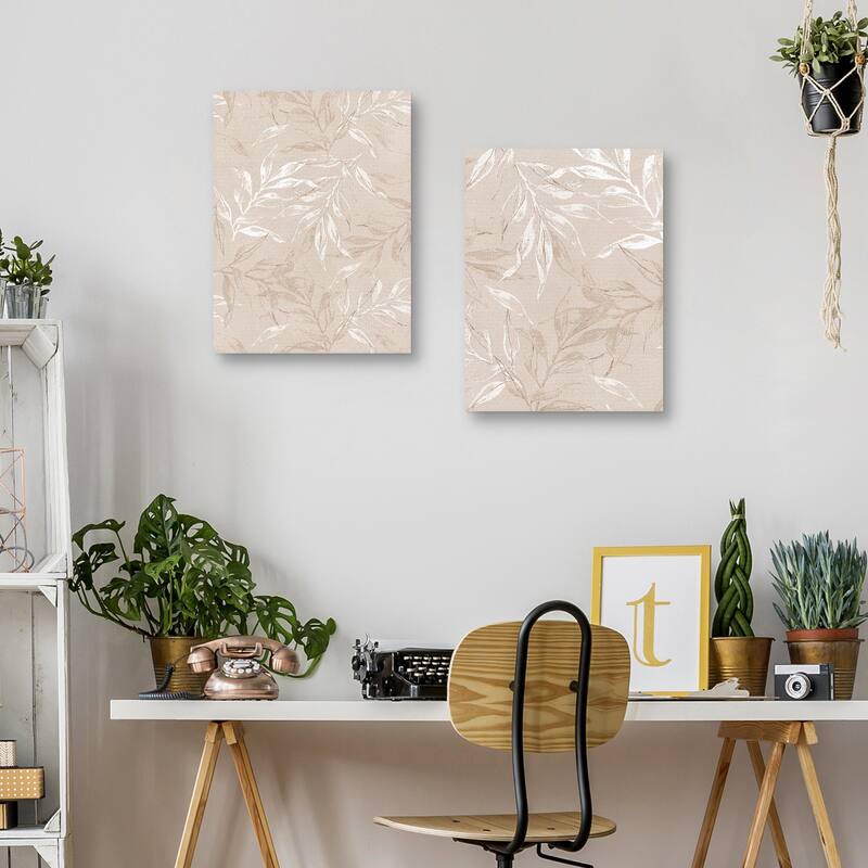White Leaves 1, White Leaves 2 by Design Fabrikken Canvas Art Prints