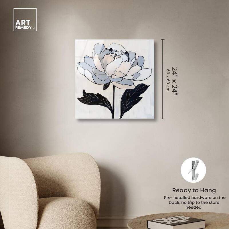 Gray Scale Flower I Acrylic by Art Remedy, Ready to Hang