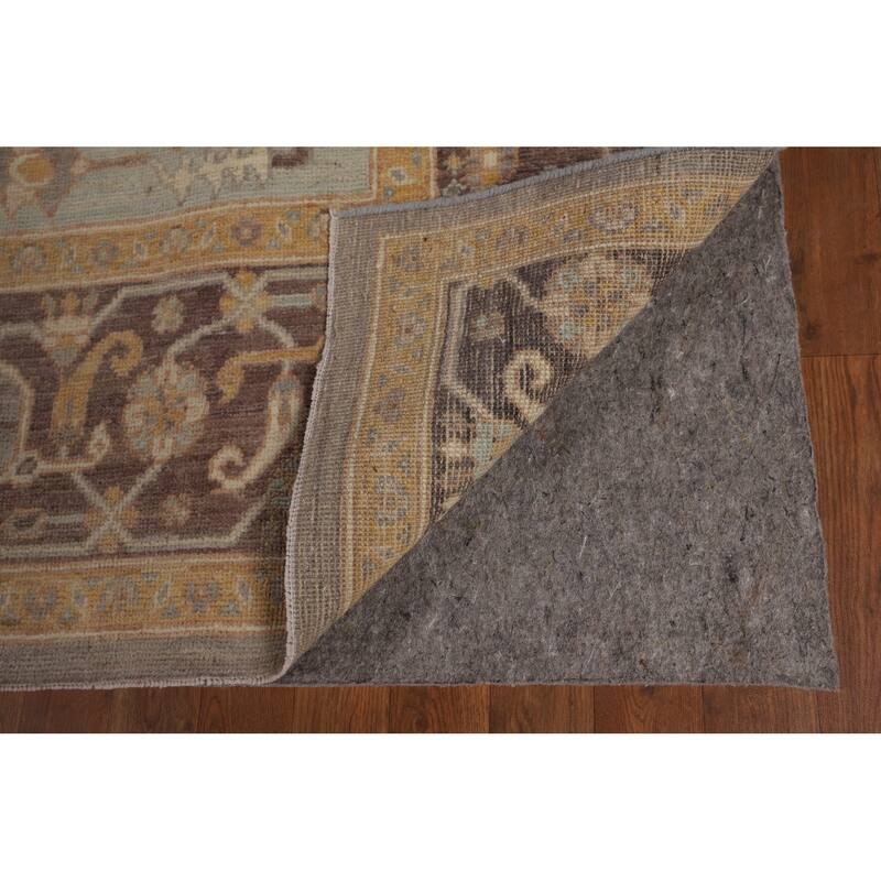 Vegetable Dye Oushak Turkish Rug Hand-Knotted Grey Wool Carpet - 8'2"x 10'1"