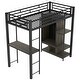 preview thumbnail 31 of 34, Twin Size Metal Loft Bed Frame with Desk, Wardrobe And Storage Shelves Under The Bed