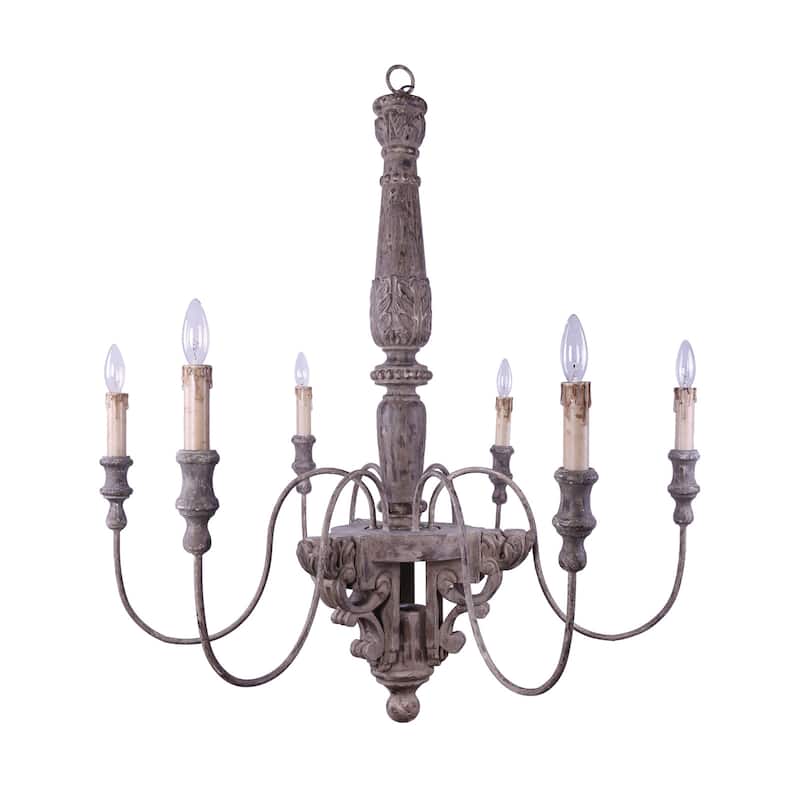 Antique Wood and Metal Chandelier