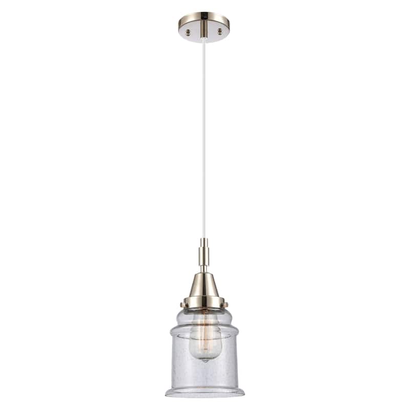 Innovations Lighting Downtown Urban - Caden Canton - 1 Light 6" Cord Hung Mini Pendant - Polished Nickel/Seedy Shade