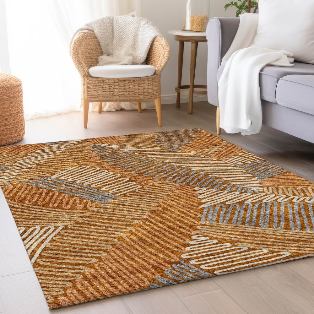 Premium Washable Super Soft Contemporary Leaf Mayfield Rug