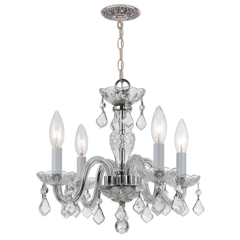 Crystorama 4 Light Clear Italian Crystal Chrome Mini Chandelier I - 15'' W x 12'' H - 15'' W x 12'' H
