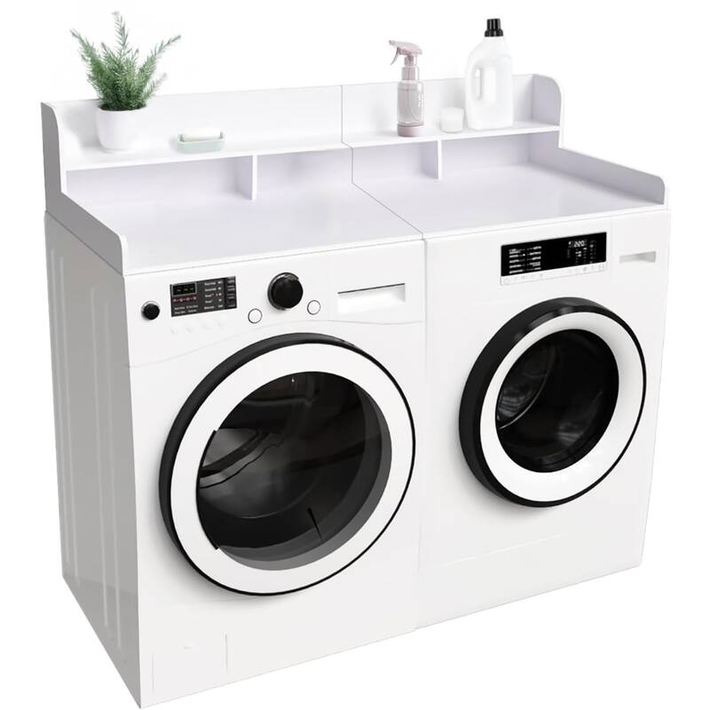 Washer Dryer Countertop, Laundry Wood Shelf Topper with Edge, 54" Width x 27.5" Depth Double Layer Organizer