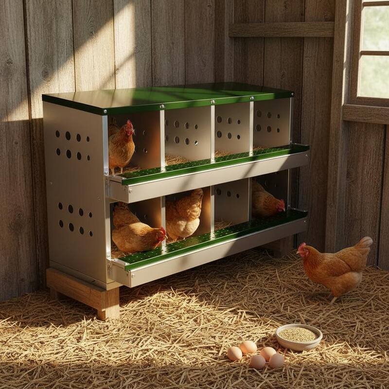 Chicken Nesting Boxes, with 8 Compartment - Green