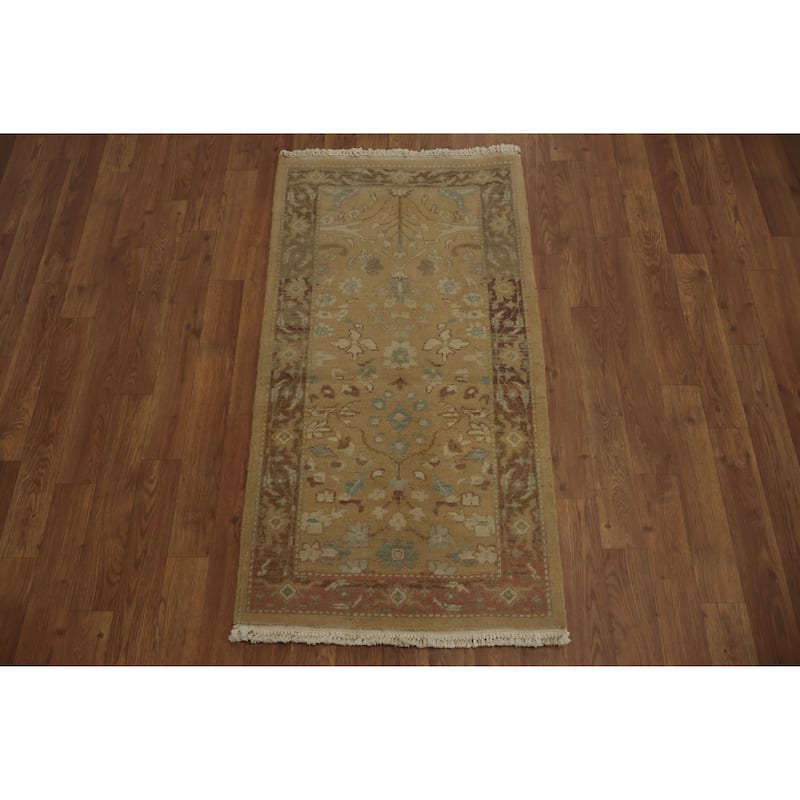 Hand Knotted Oriental 100% Wool Carpet Traditional All-Over Brown Ziegler Area Rug - 3' 9'' X 2' 0''